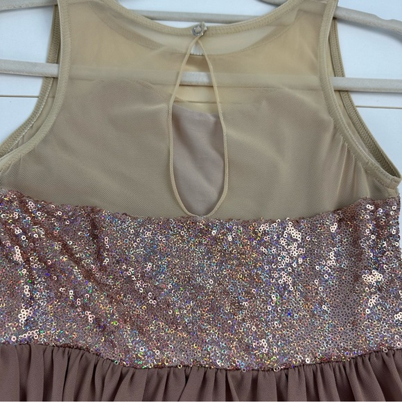 Weissman Large Child Taupe & Nude Dance Costume Dress With Sequin Bodice - Picture 8 of 14